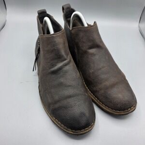 UGG Clementine Booties Women 9.5 Brown Leather Sheepskin Lined Zipper Ankle Boot